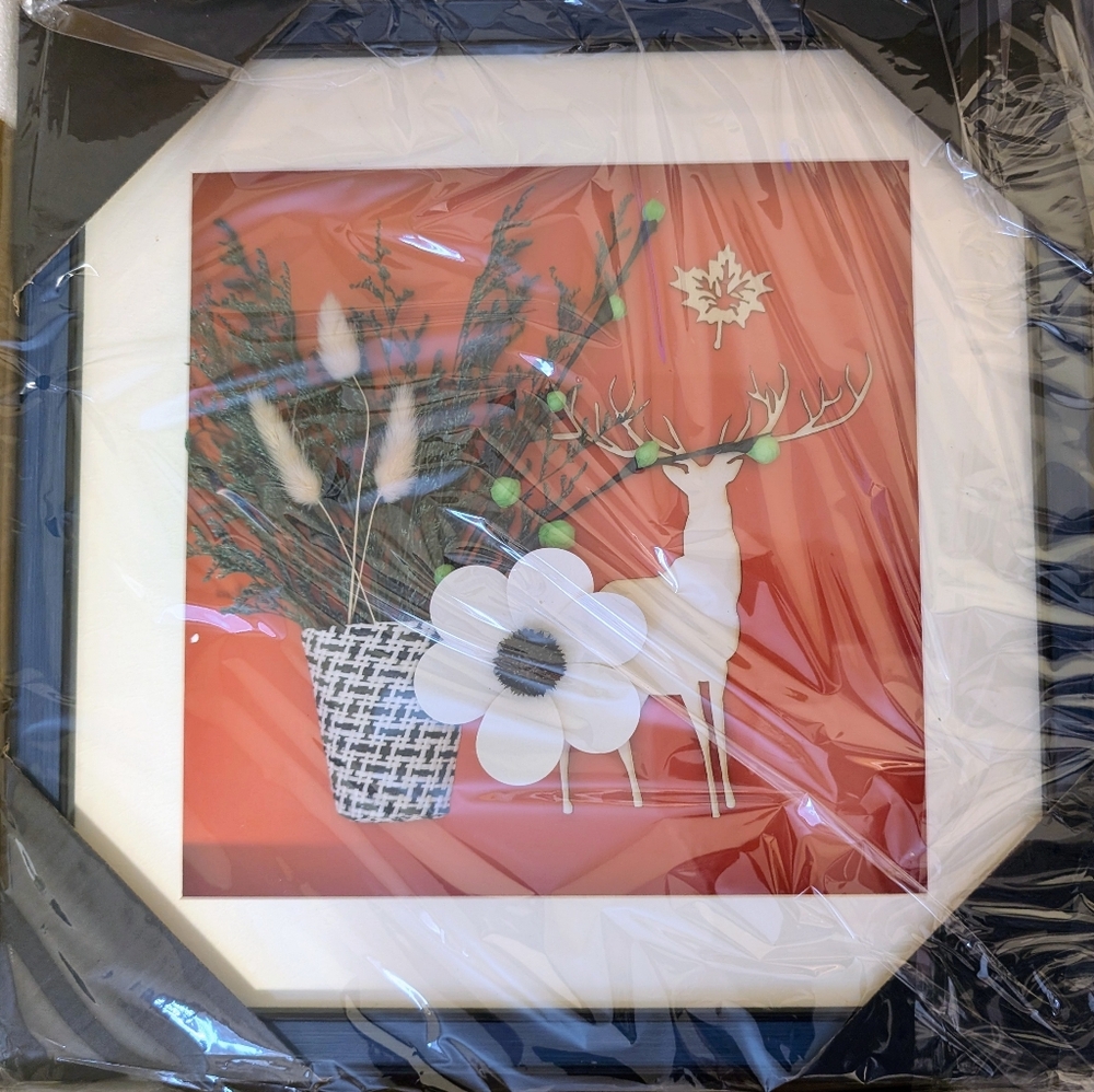 Xenon Reindeer & Dried Flower 3D Wall Art